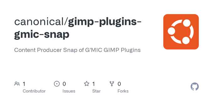 Content Producer Snap of G'MIC GIMP Plugins. Contribute to canonical/gimp-plugins-gmic-snap development by creating an account on GitHub. Content Producer Snap of G'MIC GIMP Plugins. Contribute to canonical/gimp-plugins-gmic-snap development by creating an account on GitHub.